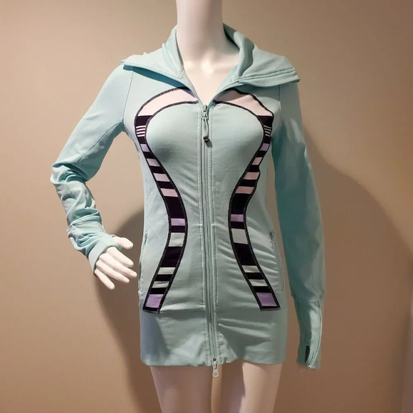 Lululemon In Stride Jacket Heathered Aquamarine Discover Stripe 4 - Picture 3 of 6